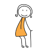 Elderly stick figure with walking stick